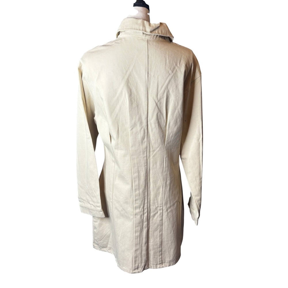 HYFVE Khaki Shirt Dress Long Sleeve Button Down‎ Collared Pockets Womens - Picture 4 of 11